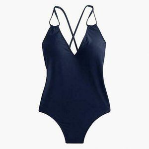 JCrew Super-Strappy V-Neck One-Piece Swimsuit Navy